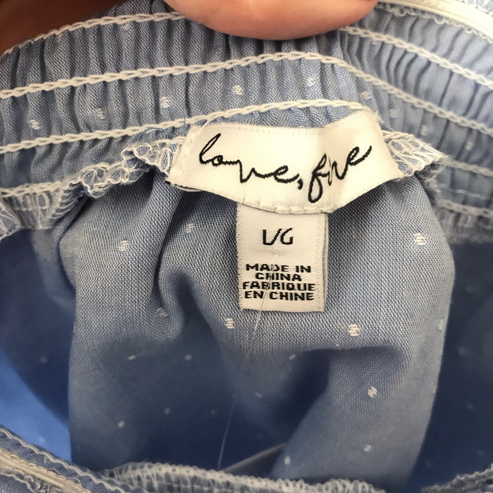 Love, Fire Light Blue and White Pom-Pom Shirt NWT - Picture 4 of 6